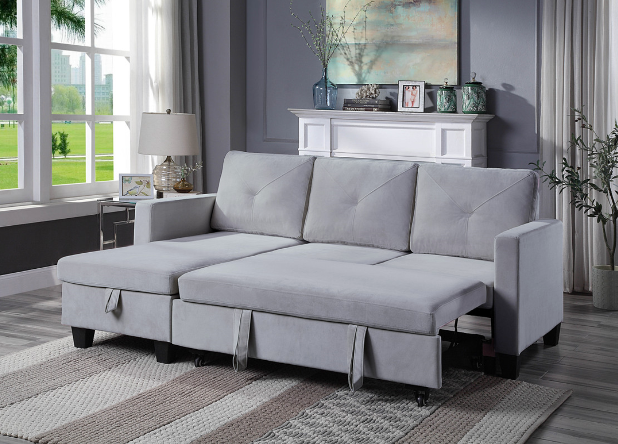 89332LG Nova Light Gray Velvet Reversible