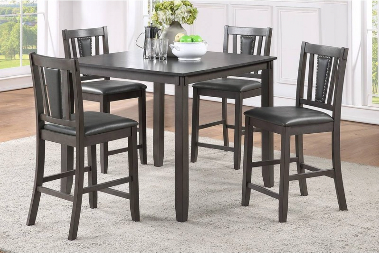 F2543 Vol1.P136-|5PCS HEIGHT DINING SET (TABLE+4 CHAIRS) GREY