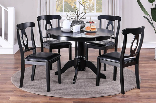 F2561 Vol1.P131-|5PCS DINING SET (ROUNG TABLE+4 CHAIRS) BLACK