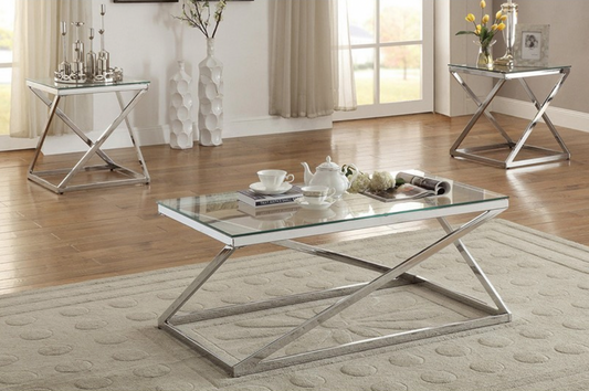 F3114 Vol1.P108-|3PCS COFFEE TABLE SET GLASS TOP CLEAR