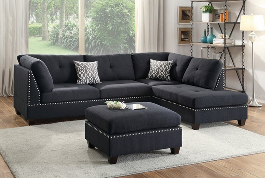 F6974 Vol1.P38-|3PCS SECTIONAL BLACK *NO OTTOMAN*