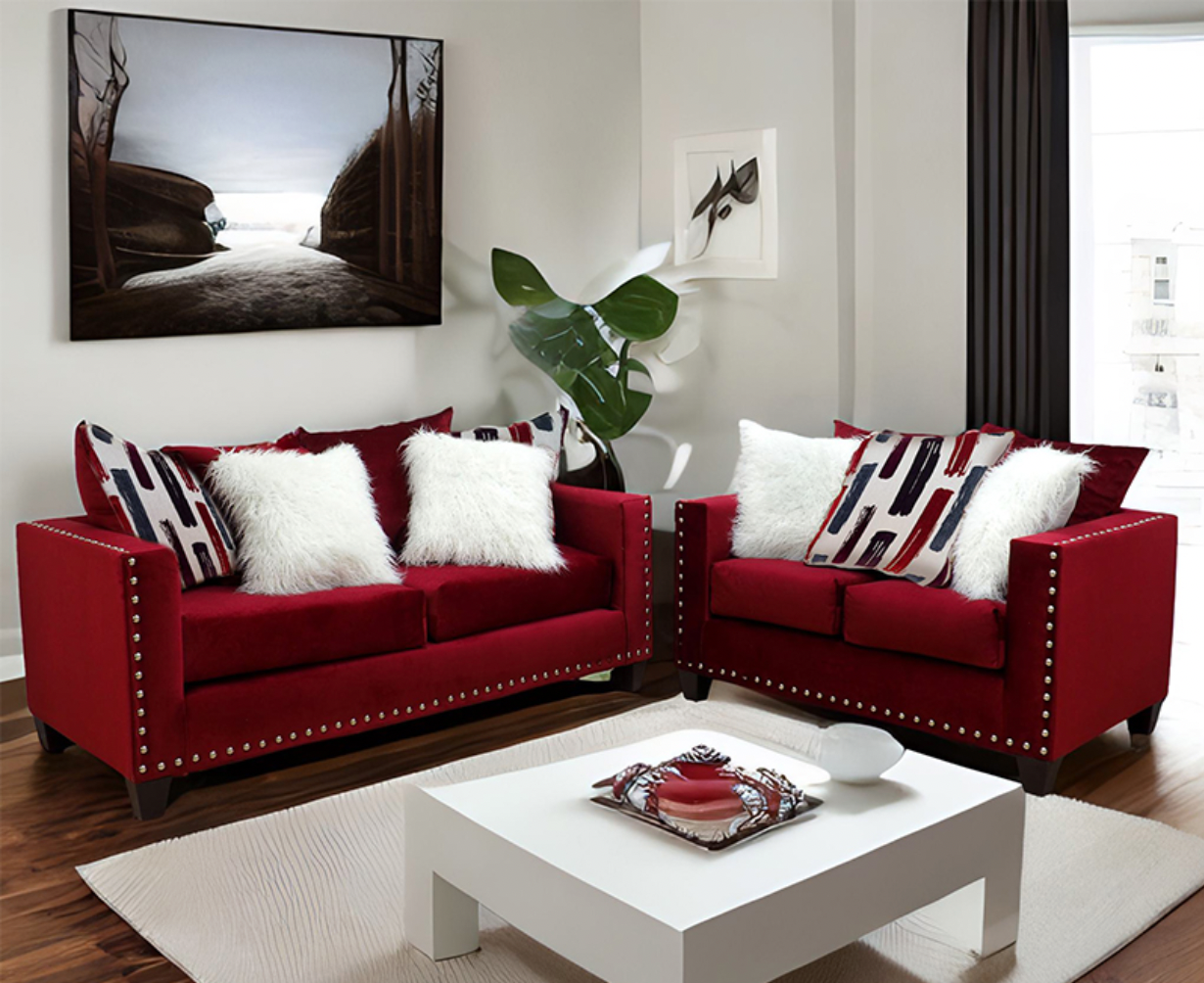 U300SL-REDST RED STRIPES SOFA LOVESEAT