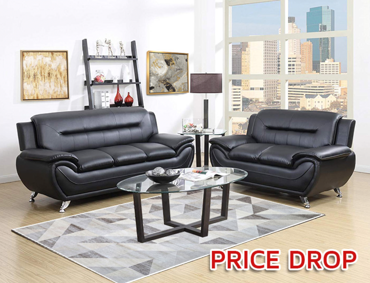 U868-BLK Black Sofa Love Set *PRICE DROP*