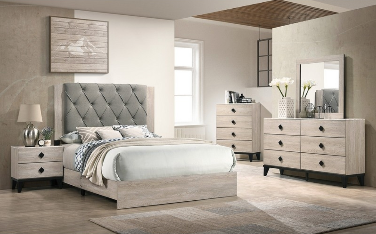 F9561EK KING BEDROOM SET CREAM