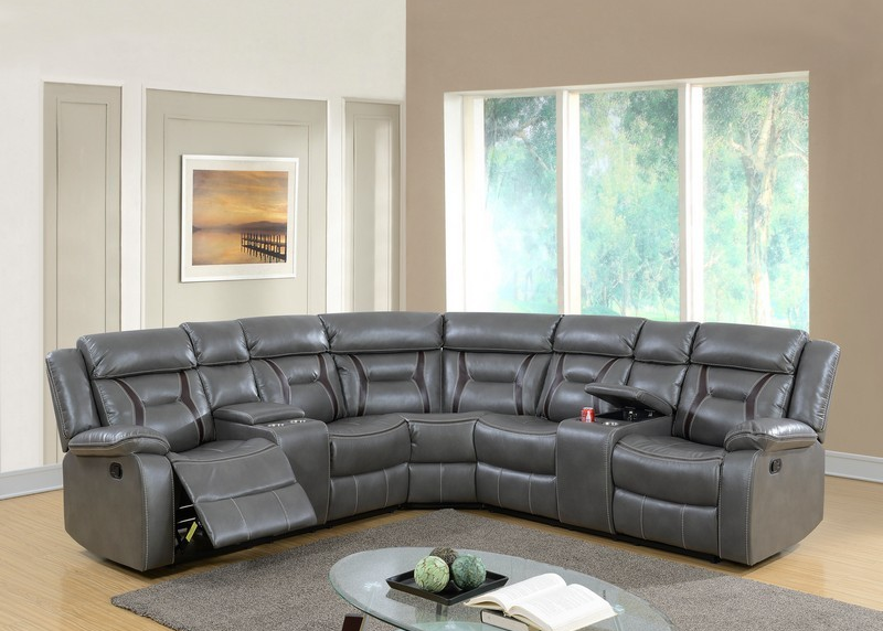 3PCS GRAY RECLINING SECTIONAL